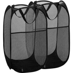 Mesh Pop Up Laundry Hamper Set Foldable Collapsible Bags for Dorm or Travel